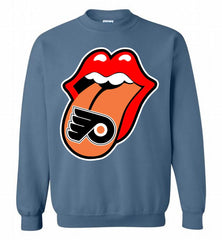 Philadelphia Flyers  x The Rolling Stones Logo Crewneck Sweatshirt - zezetee Philadelphia Flyers  x The Rolling Stones Logo Crewneck Sweatshirt - zezetee