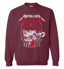 Metallica Skull Arizona Diamondbacks Logo Crewneck Sweatshirt - zezetee Metallica Skull Arizona Diamondbacks Logo Crewneck Sweatshirt - zezetee