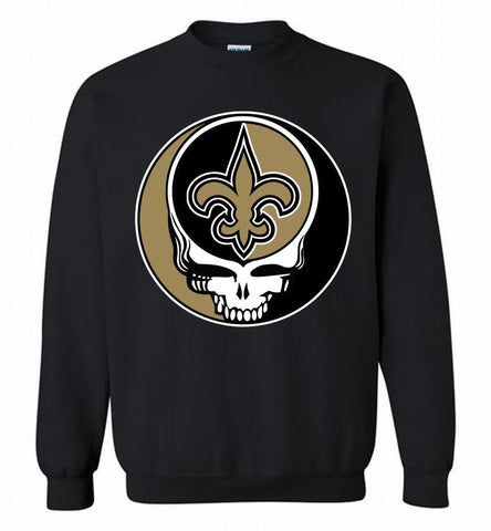 New Orleans Saints Grateful Dead Logo Band Crewneck Sweatshirt - zezetee New Orleans Saints Grateful Dead Logo Band Crewneck Sweatshirt - zezetee