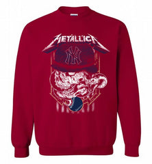 Metallica Skull New York Yankees Logo Crewneck Sweatshirt - zezetee Metallica Skull New York Yankees Logo Crewneck Sweatshirt - zezetee