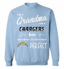 I'M A Grandma And A Chargers Fans I'm Pretty Much Perfect Crewneck Sweatshirt - zezetee I'M A Grandma And A Chargers Fans I'm Pretty Much Perfect Crewneck Sweatshirt - zezetee