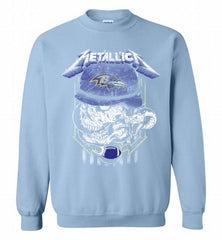 Metallica Skull Snake Baltimore Ravens Crewneck Sweatshirt - zezetee Metallica Skull Snake Baltimore Ravens Crewneck Sweatshirt - zezetee