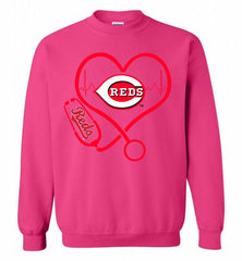 Nurse Heartbeat Cincinnati Reds Crewneck Sweatshirt - zezetee Nurse Heartbeat Cincinnati Reds Crewneck Sweatshirt - zezetee
