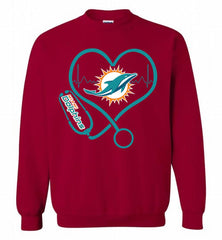 Nurse Heartbeat Miami Dolphins Crewneck Sweatshirt - zezetee Nurse Heartbeat Miami Dolphins Crewneck Sweatshirt - zezetee