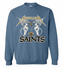 Metallica New Orleans Saints Logo Crewneck Sweatshirt - zezetee Metallica New Orleans Saints Logo Crewneck Sweatshirt - zezetee