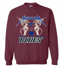 Metallica St Louis Blues Logo Crewneck Sweatshirt - zezetee Metallica St Louis Blues Logo Crewneck Sweatshirt - zezetee