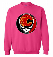 NHL TEAM CALGARY FLAMES X GRATEFUL DEAD LOGO BAND Crewneck Sweatshirt - zezetee NHL TEAM CALGARY FLAMES X GRATEFUL DEAD LOGO BAND Crewneck Sweatshirt - zezetee