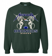 Metallica Denver Broncos Logo Crewneck Sweatshirt - zezetee Metallica Denver Broncos Logo Crewneck Sweatshirt - zezetee
