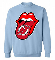 New Jersey Devils  x The Rolling Stones Logo Crewneck Sweatshirt - zezetee New Jersey Devils  x The Rolling Stones Logo Crewneck Sweatshirt - zezetee