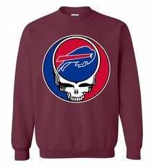 Buffalo Bills Grateful Dead Logo Band Crewneck Sweatshirt - zezetee Buffalo Bills Grateful Dead Logo Band Crewneck Sweatshirt - zezetee