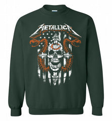 Metallica Snake Skull Chicago Bears Logo Crewneck Sweatshirt - zezetee Metallica Snake Skull Chicago Bears Logo Crewneck Sweatshirt - zezetee
