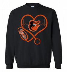 Nurse Heartbeat Baltimore Orioles Crewneck Sweatshirt - zezetee Nurse Heartbeat Baltimore Orioles Crewneck Sweatshirt - zezetee