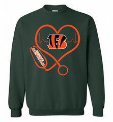 Nurse Heartbeat Cincinnati Bengals Crewneck Sweatshirt - zezetee Nurse Heartbeat Cincinnati Bengals Crewneck Sweatshirt - zezetee