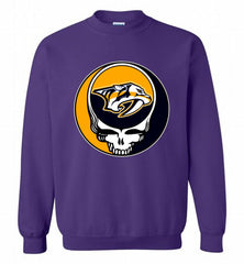 NHL TEAM NASHVILLE PREDATORS X GRATEFUL DEAD LOGO BAND Crewneck Sweatshirt - zezetee NHL TEAM NASHVILLE PREDATORS X GRATEFUL DEAD LOGO BAND Crewneck Sweatshirt - zezetee