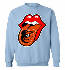 Baltimore Orioles  x The Rolling Stones Logo Crewneck Sweatshirt - zezetee Baltimore Orioles  x The Rolling Stones Logo Crewneck Sweatshirt - zezetee