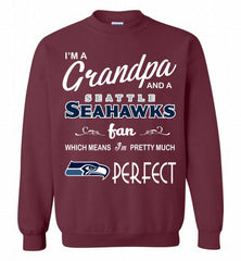I'M A Grandpa And A Seattle Seahawks Pretty Much Perfect Crewneck Sweatshirt - zezetee I'M A Grandpa And A Seattle Seahawks Pretty Much Perfect Crewneck Sweatshirt - zezetee