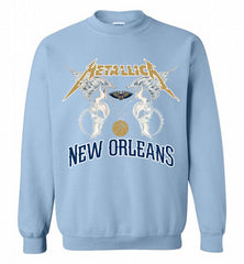 Metallica New Orleans Pelicans Logo Crewneck Sweatshirt - zezetee Metallica New Orleans Pelicans Logo Crewneck Sweatshirt - zezetee