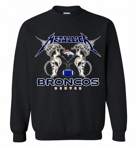 Metallica Denver Broncos Logo Crewneck Sweatshirt - zezetee Metallica Denver Broncos Logo Crewneck Sweatshirt - zezetee