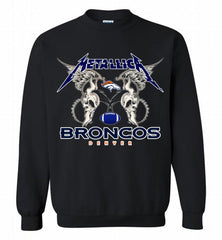 Metallica Denver Broncos Logo Crewneck Sweatshirt - zezetee Metallica Denver Broncos Logo Crewneck Sweatshirt - zezetee