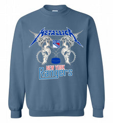 Metallica New York Rangers Logo Crewneck Sweatshirt - zezetee Metallica New York Rangers Logo Crewneck Sweatshirt - zezetee