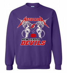 Metallica New Jersey Devils Logo Crewneck Sweatshirt - zezetee Metallica New Jersey Devils Logo Crewneck Sweatshirt - zezetee
