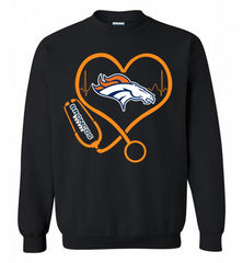 Nurse Heartbeat Denver Broncos Crewneck Sweatshirt - zezetee Nurse Heartbeat Denver Broncos Crewneck Sweatshirt - zezetee