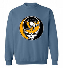 NHL TEAM PITTSBURGH PENGUINS X GRATEFUL DEAD LOGO BAND Crewneck Sweatshirt - zezetee NHL TEAM PITTSBURGH PENGUINS X GRATEFUL DEAD LOGO BAND Crewneck Sweatshirt - zezetee