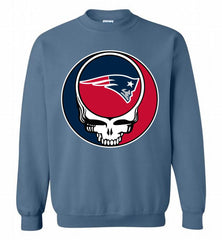 New England Patriots Grateful Dead Logo Band Crewneck Sweatshirt - zezetee New England Patriots Grateful Dead Logo Band Crewneck Sweatshirt - zezetee