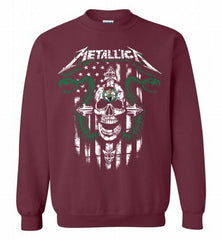 Metallica Boston Celtics Logo Crewneck Sweatshirt - zezetee Metallica Boston Celtics Logo Crewneck Sweatshirt - zezetee