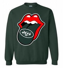 New York Jets  x The Rolling Stones Logo Crewneck Sweatshirt - zezetee New York Jets  x The Rolling Stones Logo Crewneck Sweatshirt - zezetee