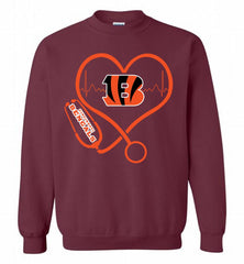 Nurse Heartbeat Cincinnati Bengals Crewneck Sweatshirt - zezetee Nurse Heartbeat Cincinnati Bengals Crewneck Sweatshirt - zezetee