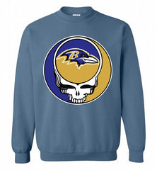 Baltimore Ravens Grateful Dead Logo Band Crewneck Sweatshirt - zezetee Baltimore Ravens Grateful Dead Logo Band Crewneck Sweatshirt - zezetee