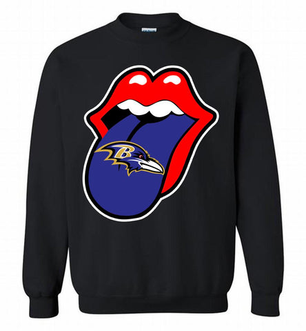 Baltimore Ravens x The Rolling Stones Logo Crewneck Sweatshirt - zezetee Baltimore Ravens x The Rolling Stones Logo Crewneck Sweatshirt - zezetee