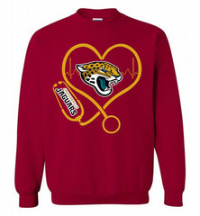 Nurse Heartbeat Jacksonville Jaguars Crewneck Sweatshirt - zezetee Nurse Heartbeat Jacksonville Jaguars Crewneck Sweatshirt - zezetee