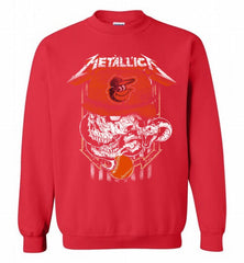 Metallica Skull Baltimore Orioles Logo Crewneck Sweatshirt - zezetee Metallica Skull Baltimore Orioles Logo Crewneck Sweatshirt - zezetee