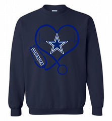 Nurse Heartbeat Dallas Cowboys Crewneck Sweatshirt - zezetee Nurse Heartbeat Dallas Cowboys Crewneck Sweatshirt - zezetee