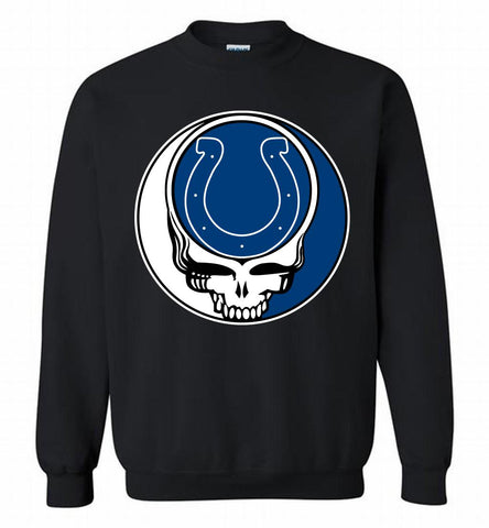 Indianapolis Colts Grateful Dead Logo Band Crewneck Sweatshirt - zezetee Indianapolis Colts Grateful Dead Logo Band Crewneck Sweatshirt - zezetee