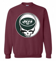 New York Jets Grateful Dead Logo Band Crewneck Sweatshirt - zezetee New York Jets Grateful Dead Logo Band Crewneck Sweatshirt - zezetee