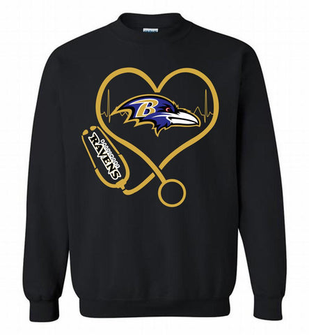 Nurse Heartbeat Baltimore Ravens Crewneck Sweatshirt - zezetee Nurse Heartbeat Baltimore Ravens Crewneck Sweatshirt - zezetee