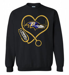 Nurse Heartbeat Baltimore Ravens Crewneck Sweatshirt - zezetee Nurse Heartbeat Baltimore Ravens Crewneck Sweatshirt - zezetee