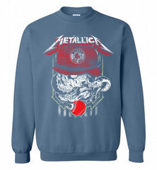 Metallica Skull Boston Red Sox Logo Crewneck Sweatshirt - zezetee Metallica Skull Boston Red Sox Logo Crewneck Sweatshirt - zezetee