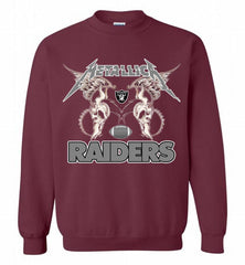 Metallica Oakland Raiders Logo Crewneck Sweatshirt - zezetee Metallica Oakland Raiders Logo Crewneck Sweatshirt - zezetee
