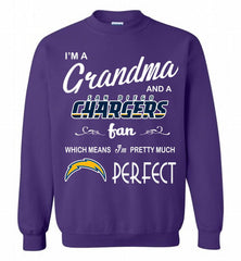 I'M A Grandma And A Chargers Fans I'm Pretty Much Perfect Crewneck Sweatshirt - zezetee I'M A Grandma And A Chargers Fans I'm Pretty Much Perfect Crewneck Sweatshirt - zezetee