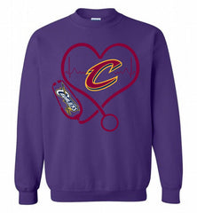 Nurse Heartbeat Love Cleveland Cavaliers Crewneck Sweatshirt - zezetee Nurse Heartbeat Love Cleveland Cavaliers Crewneck Sweatshirt - zezetee