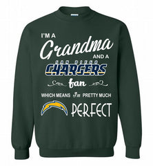 I'M A Grandma And A Chargers Fans I'm Pretty Much Perfect Crewneck Sweatshirt - zezetee I'M A Grandma And A Chargers Fans I'm Pretty Much Perfect Crewneck Sweatshirt - zezetee