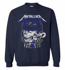 Metallica Skull Snake Baltimore Ravens Crewneck Sweatshirt - zezetee Metallica Skull Snake Baltimore Ravens Crewneck Sweatshirt - zezetee