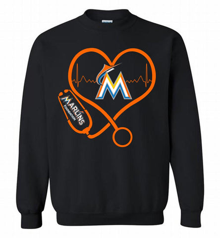 Nurse Heartbeat Miami Marlins Crewneck Sweatshirt - zezetee Nurse Heartbeat Miami Marlins Crewneck Sweatshirt - zezetee