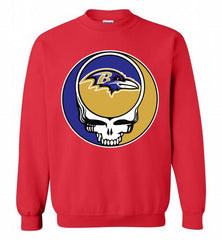 Baltimore Ravens Grateful Dead Logo Band Crewneck Sweatshirt - zezetee Baltimore Ravens Grateful Dead Logo Band Crewneck Sweatshirt - zezetee