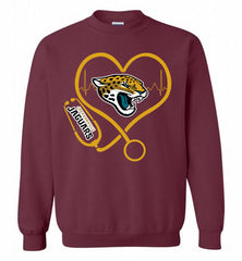 Nurse Heartbeat Jacksonville Jaguars Crewneck Sweatshirt - zezetee Nurse Heartbeat Jacksonville Jaguars Crewneck Sweatshirt - zezetee