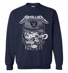Metallica Skull Snake Oakland Raiders Crewneck Sweatshirt - zezetee Metallica Skull Snake Oakland Raiders Crewneck Sweatshirt - zezetee